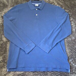Brooks Brothers Fit Performance Polo Long Sleeve Shirt Blue Mens Size XL